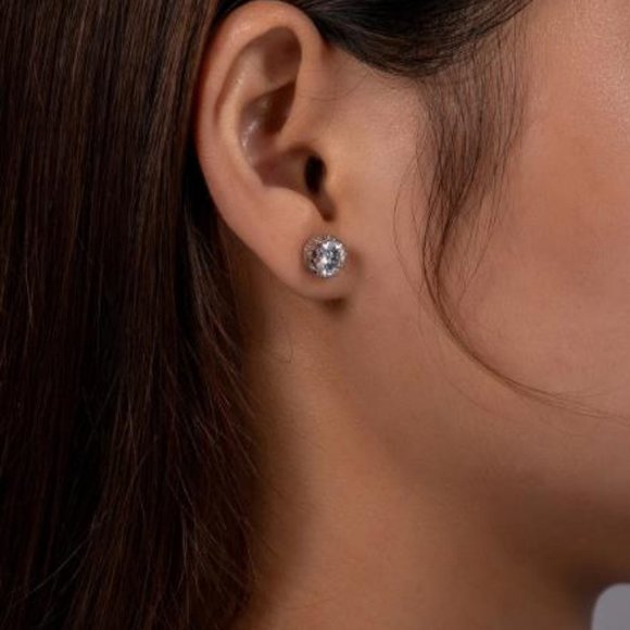 Certified 2ct. t.w. Moissanite Diamond Crown Stud Earrings NEW - Picture 3 of 13